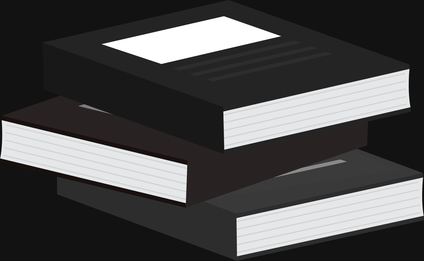 Stacked books representing Ruach's collection of articles and insights